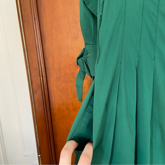 Grey Jason Wu Kelly Emerald Green Midi Button Front Shirt Dress | Size 10 - Picture 12 of 13